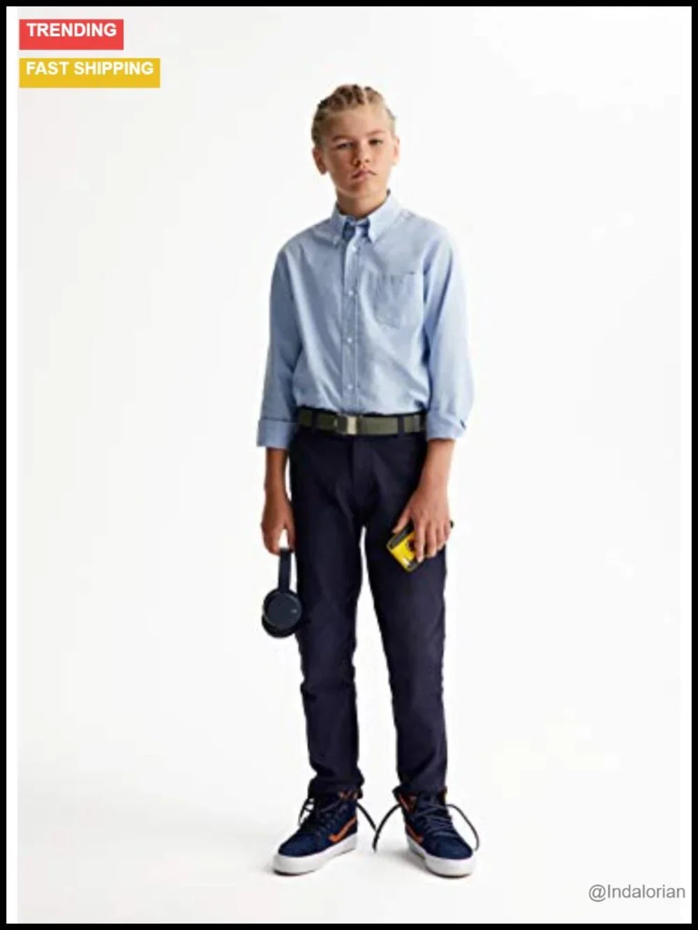 Boys Long Sleeve Oxford Button Down Shirt Standard Husky